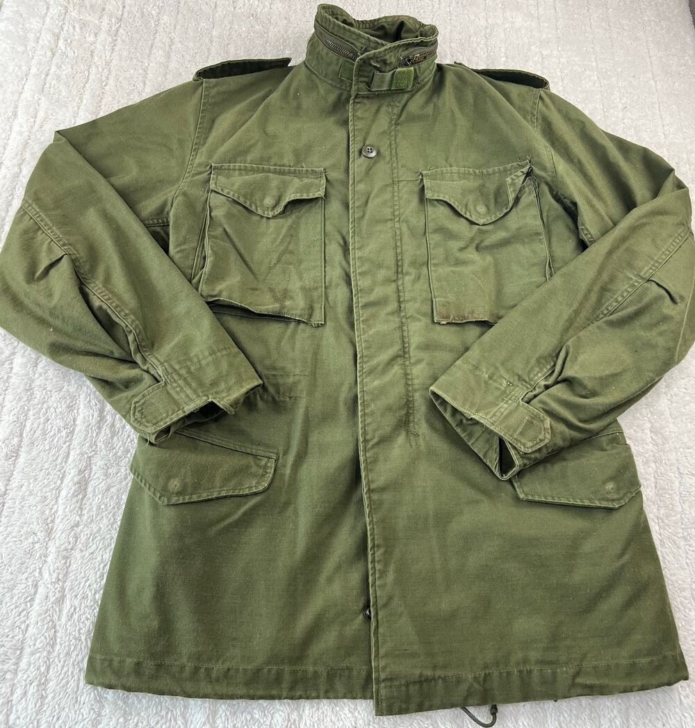 Vintage Military Green Cold Weather Field Coat Men's sz Small Long '50s Jacket